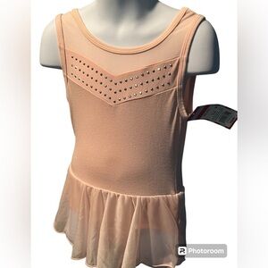 Cat and Jack Pink Tank Leotard with Rhinestones and Tulle Shirt